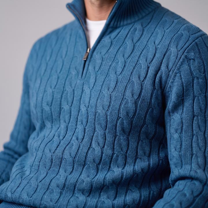 Emrys | Warm Cable Knit Half-Zip Sweater