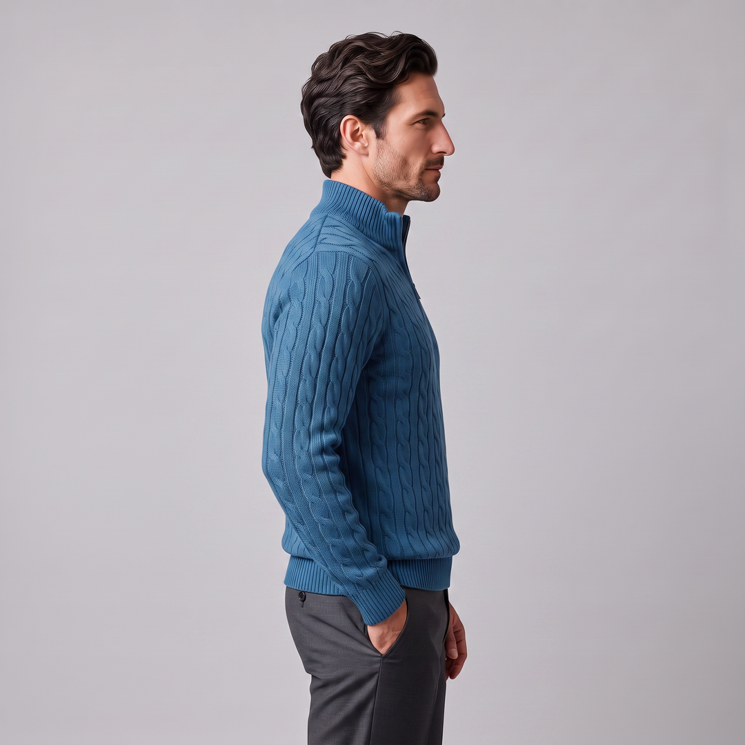 Emrys | Warm Cable Knit Half-Zip Sweater