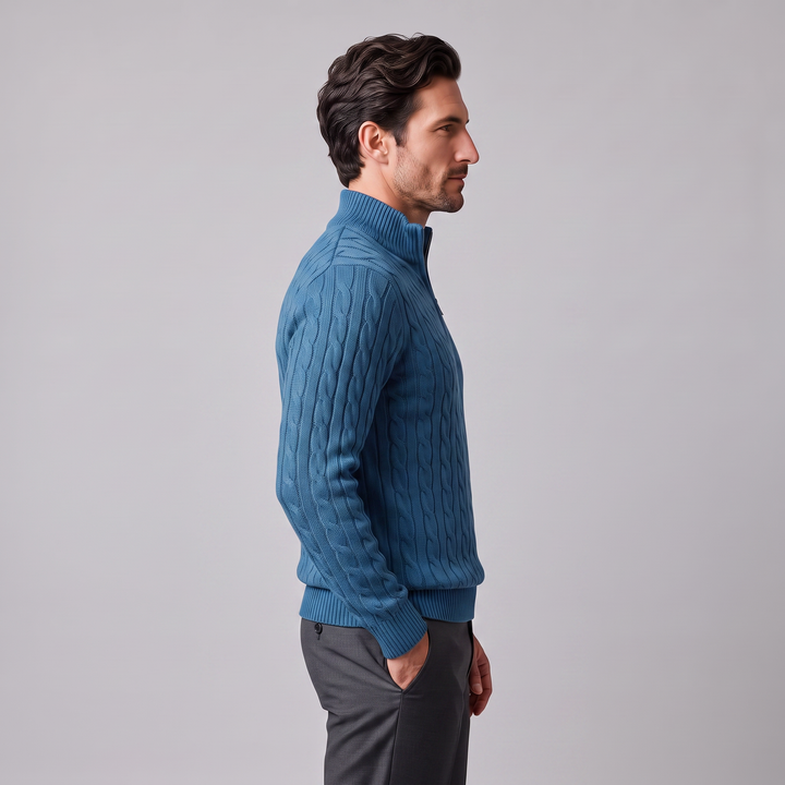 Emrys | Warm Cable Knit Half-Zip Sweater