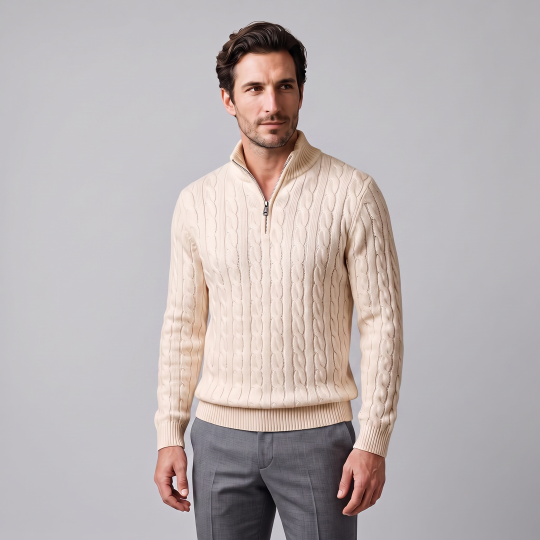 Emrys | Warm Cable Knit Half-Zip Sweater