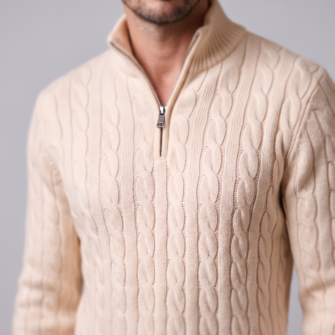 Emrys | Warm Cable Knit Half-Zip Sweater