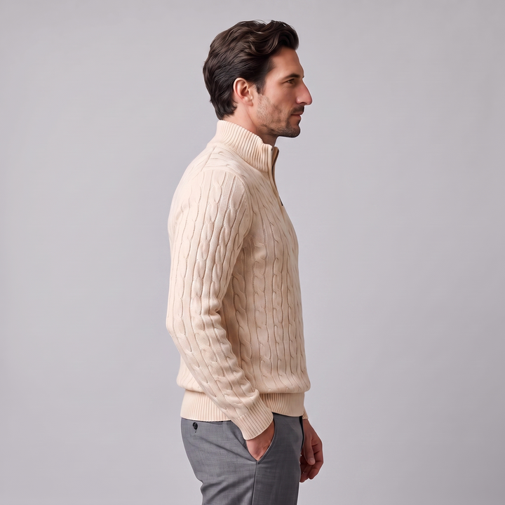 Emrys | Warm Cable Knit Half-Zip Sweater
