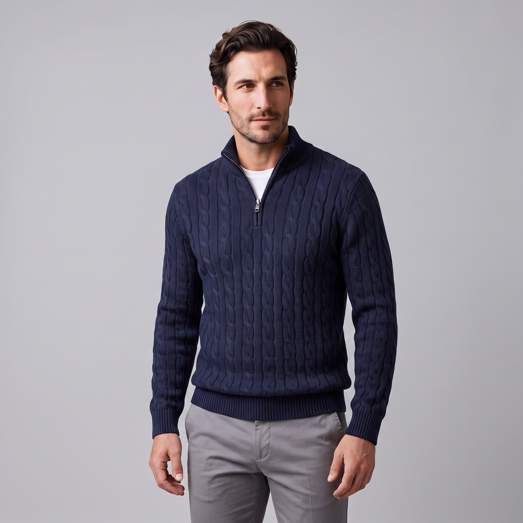 Emrys | Warm Cable Knit Half-Zip Sweater