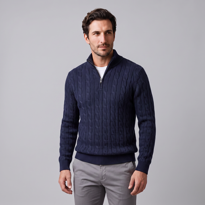 Emrys | Warm Cable Knit Half-Zip Sweater