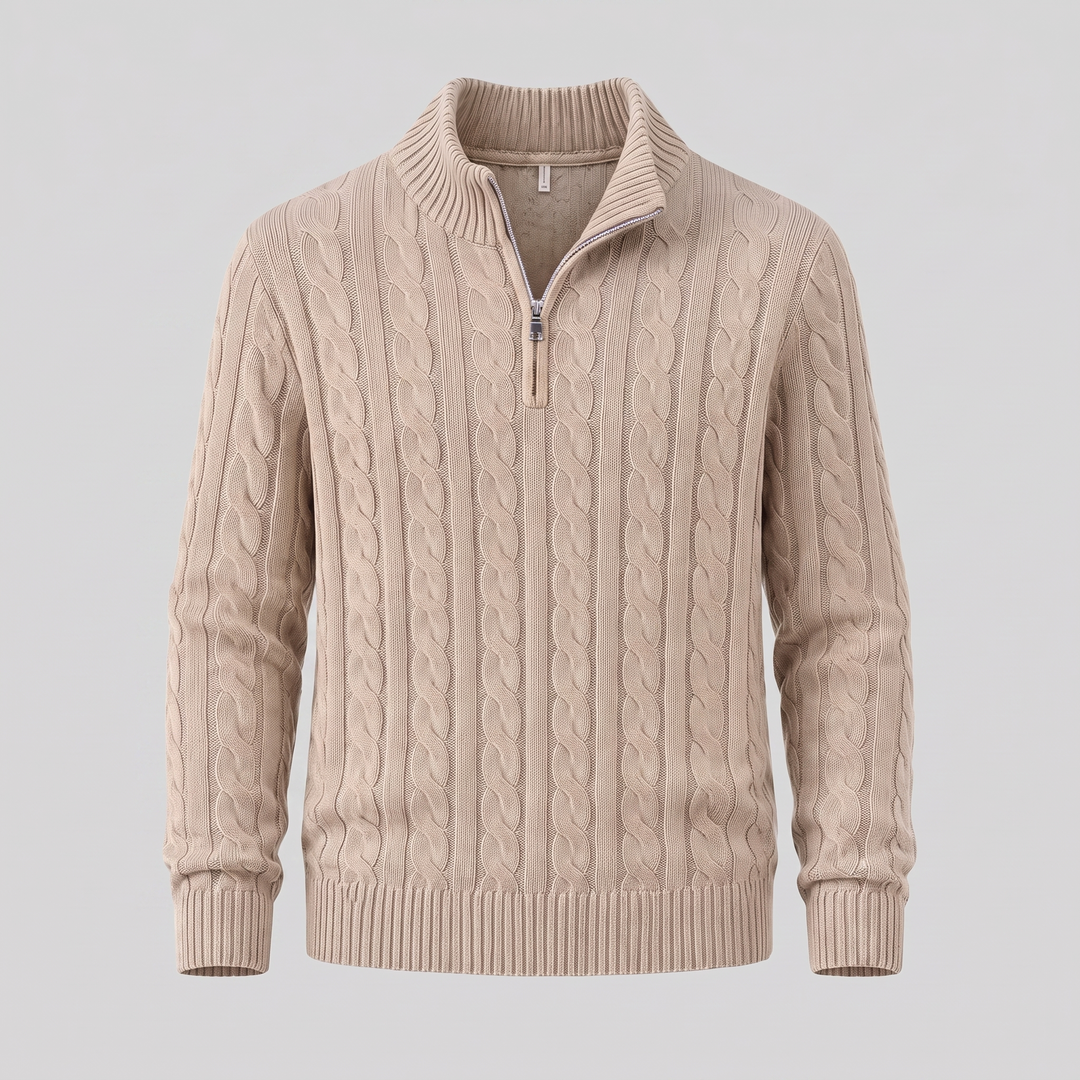 Emrys | Warm Cable Knit Half-Zip Sweater