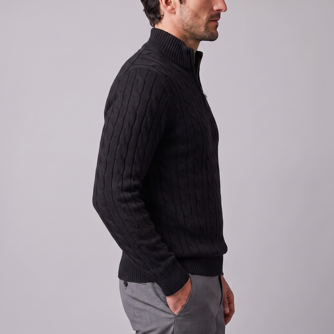 Emrys | Warm Cable Knit Half-Zip Sweater