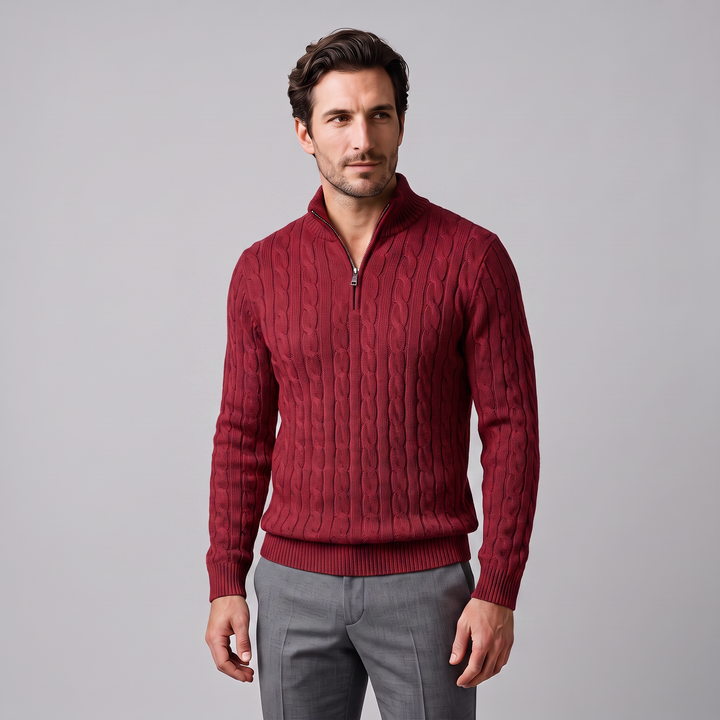 Emrys | Warm Cable Knit Half-Zip Sweater
