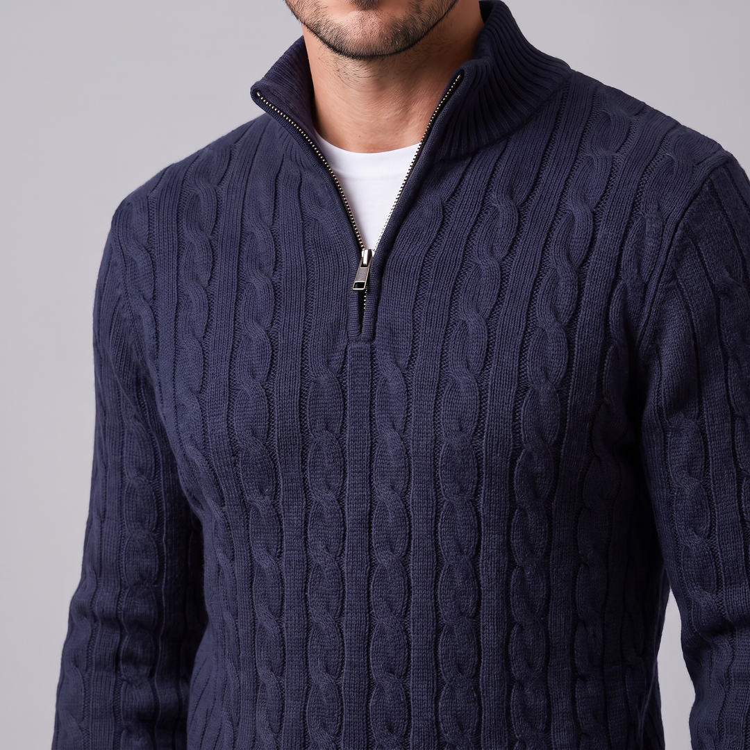 Emrys | Warm Cable Knit Half-Zip Sweater