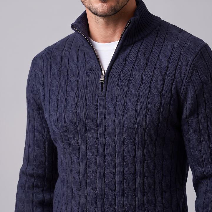 Emrys | Warm Cable Knit Half-Zip Sweater