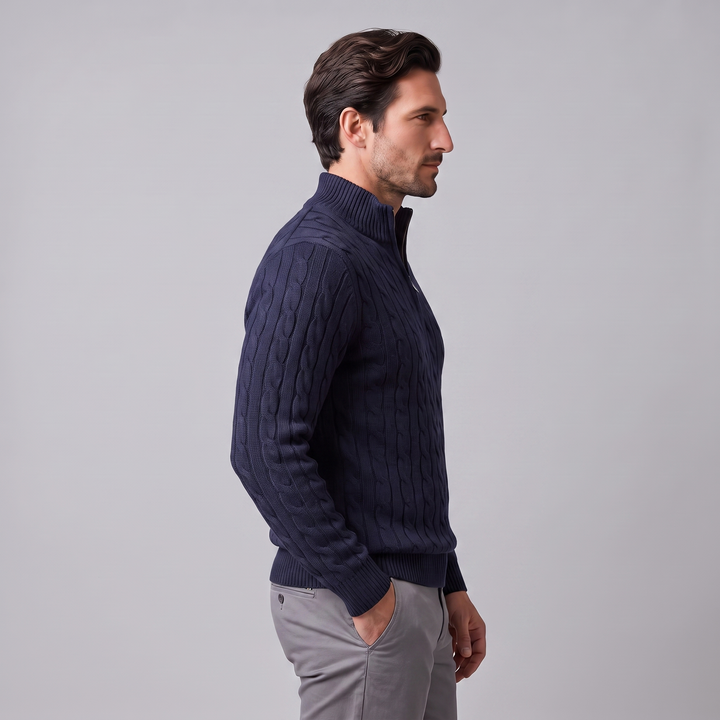 Emrys | Warm Cable Knit Half-Zip Sweater