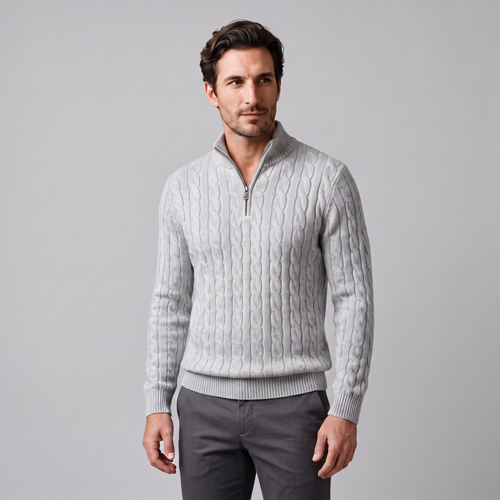 Emrys | Warm Cable Knit Half-Zip Sweater