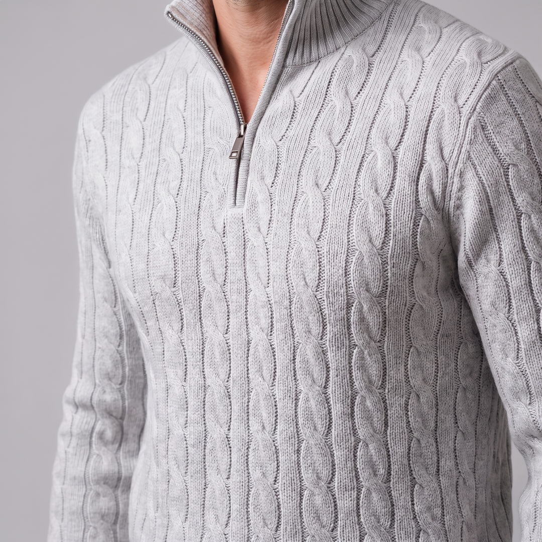 Emrys | Warm Cable Knit Half-Zip Sweater