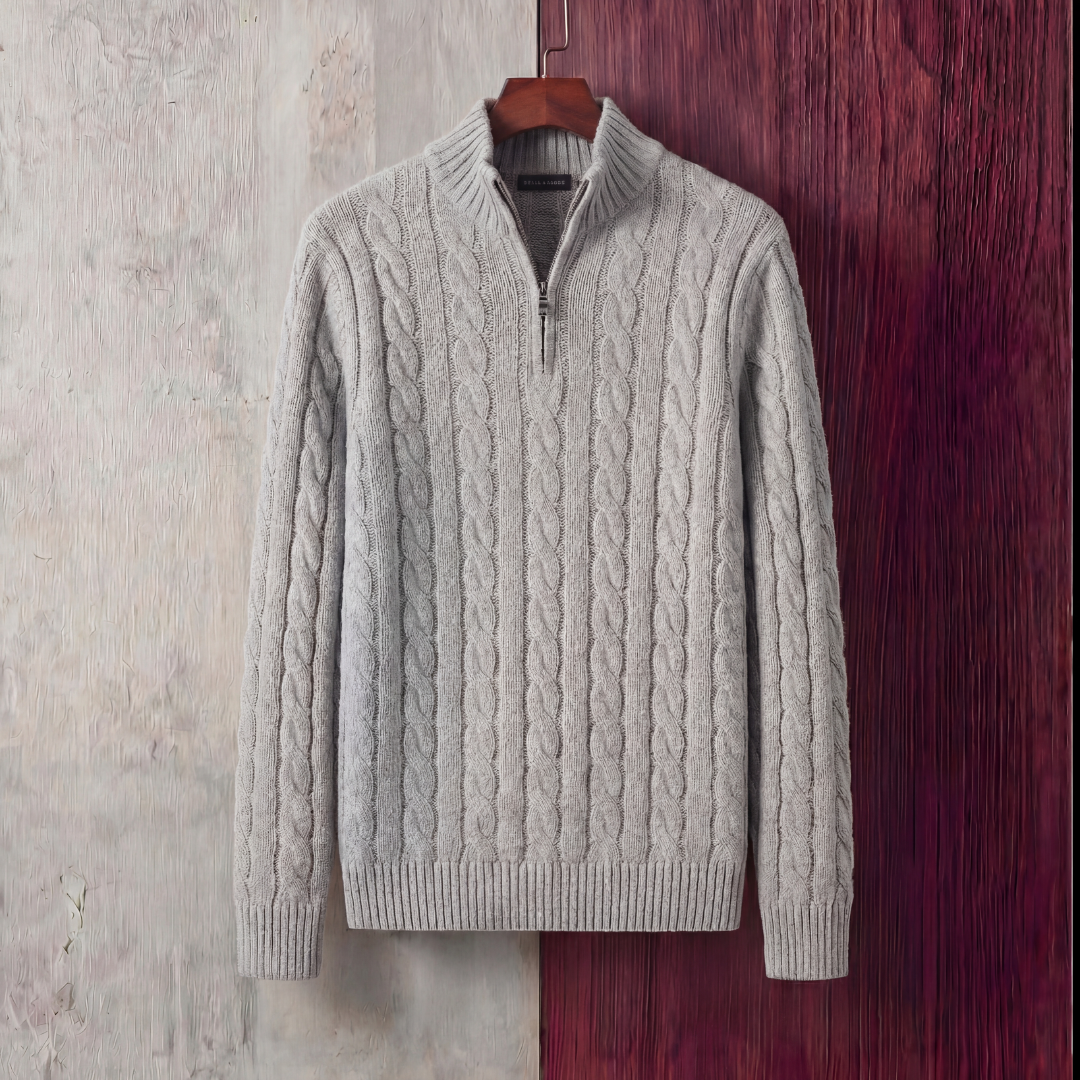 Algernon | Casual Cable Knit Quarter Zip Jumper for Men