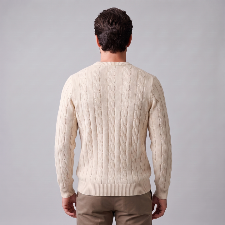 Louis | Warm Cable Knit Wool Crew Neck Sweater