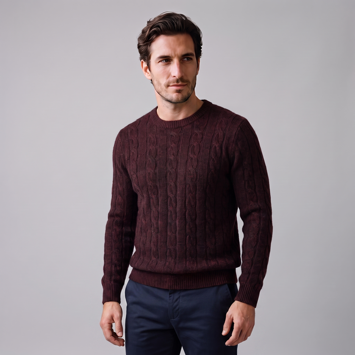 Louis | Warm Cable Knit Wool Crew Neck Sweater