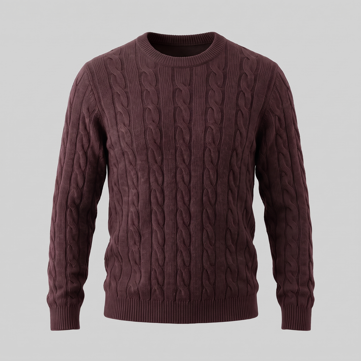 Louis | Warm Cable Knit Wool Crew Neck Sweater