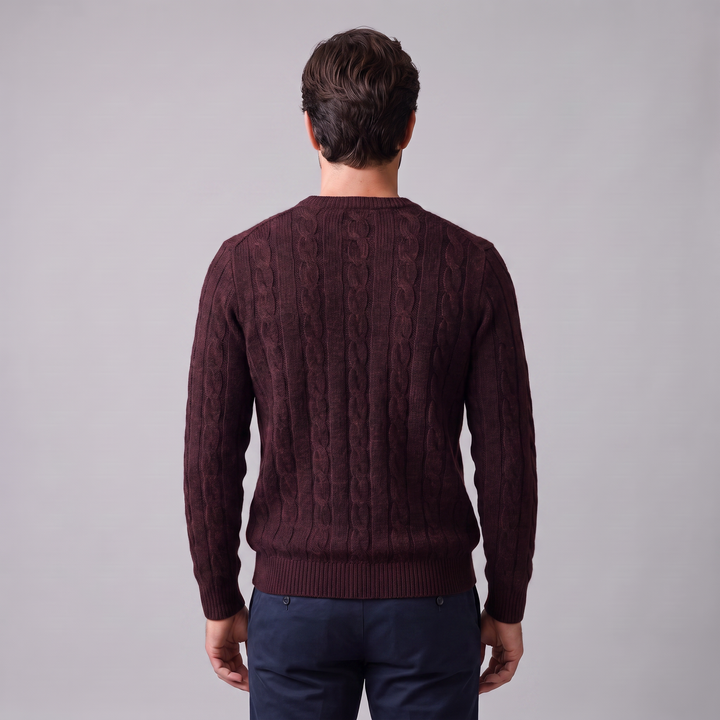 Louis | Warm Cable Knit Wool Crew Neck Sweater