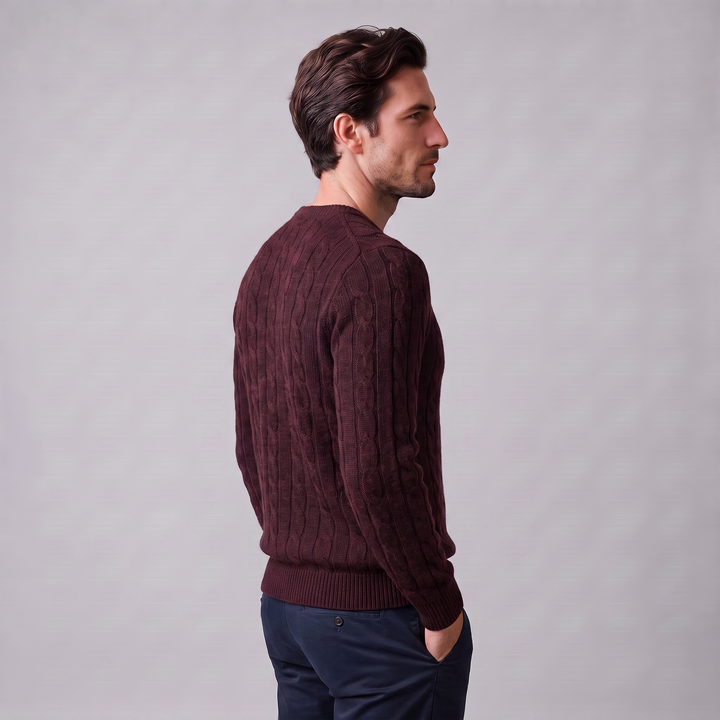 Louis | Warm Cable Knit Wool Crew Neck Sweater