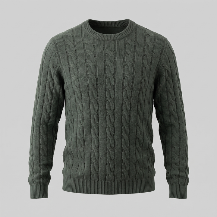 Louis | Warm Cable Knit Wool Crew Neck Sweater