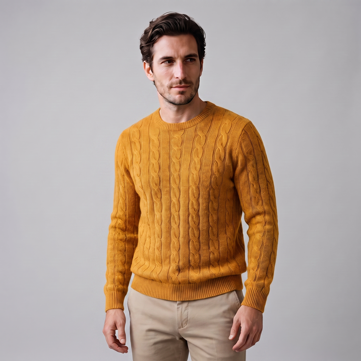 Louis | Warm Cable Knit Wool Crew Neck Sweater