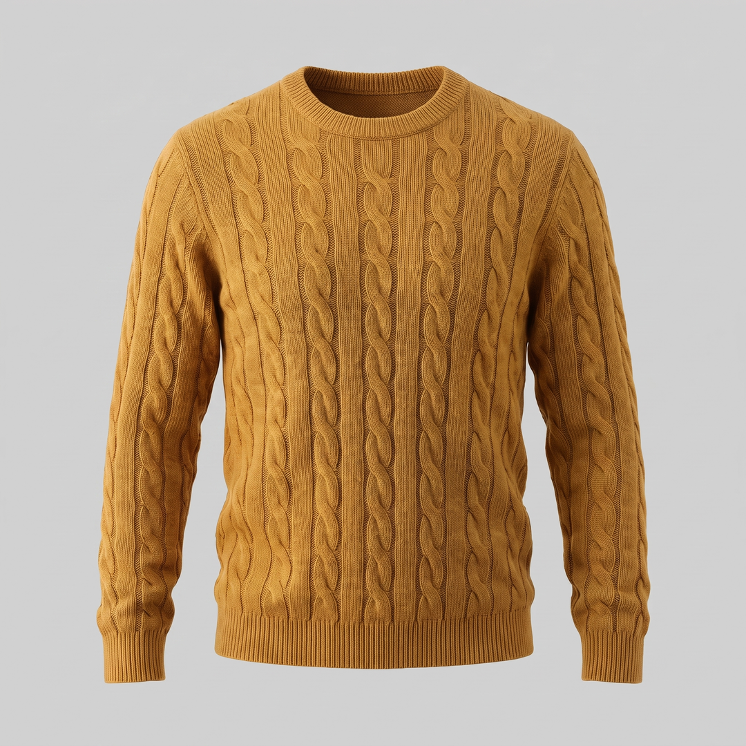 Louis | Warm Cable Knit Wool Crew Neck Sweater