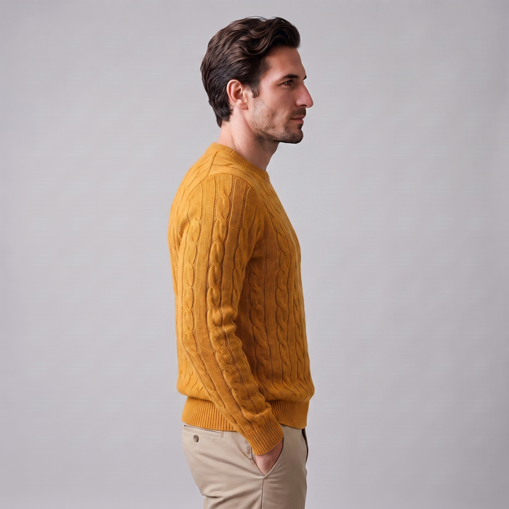 Louis | Warm Cable Knit Wool Crew Neck Sweater