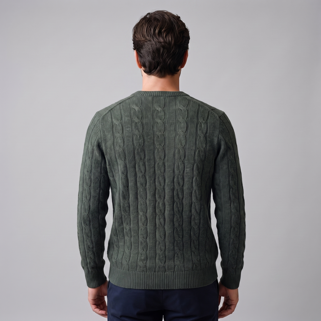 Louis | Warm Cable Knit Wool Crew Neck Sweater