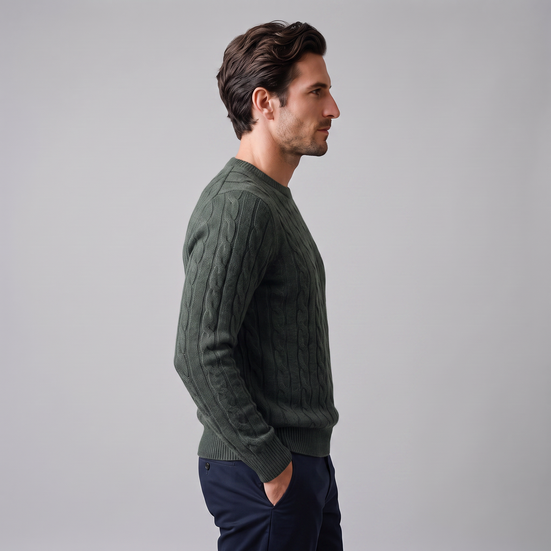 Louis | Warm Cable Knit Wool Crew Neck Sweater