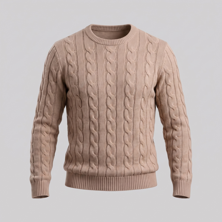 Louis | Warm Cable Knit Wool Crew Neck Sweater