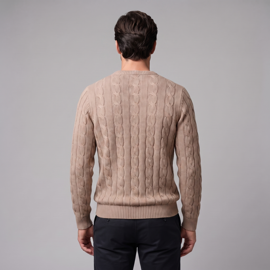 Louis | Warm Cable Knit Wool Crew Neck Sweater