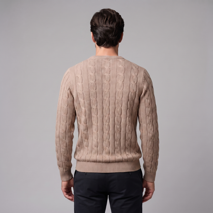 Louis | Warm Cable Knit Wool Crew Neck Sweater