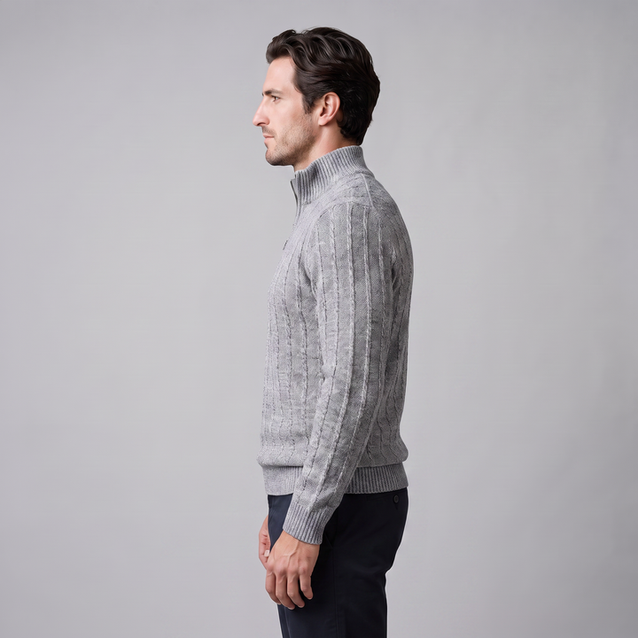 Fergus | Sharp Cable Knit Quarter-Zip Jumper for Men