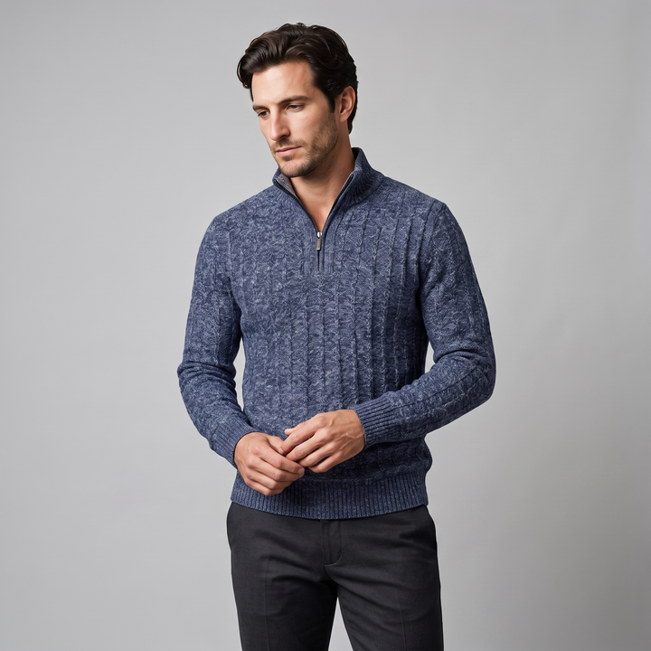 Fergus | Sharp Cable Knit Quarter-Zip Jumper for Men