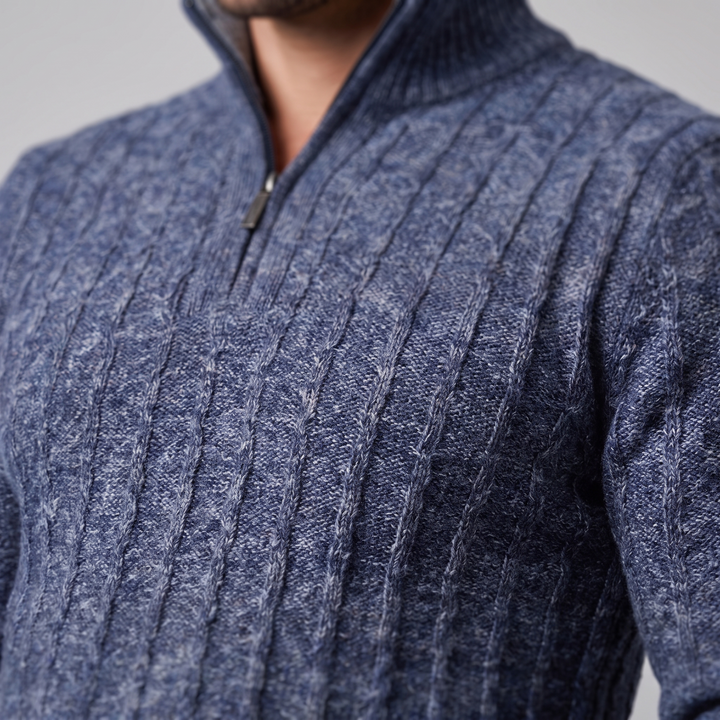 Fergus | Sharp Cable Knit Quarter-Zip Jumper for Men