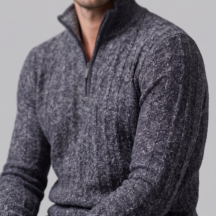Fergus | Sharp Cable Knit Quarter-Zip Jumper for Men
