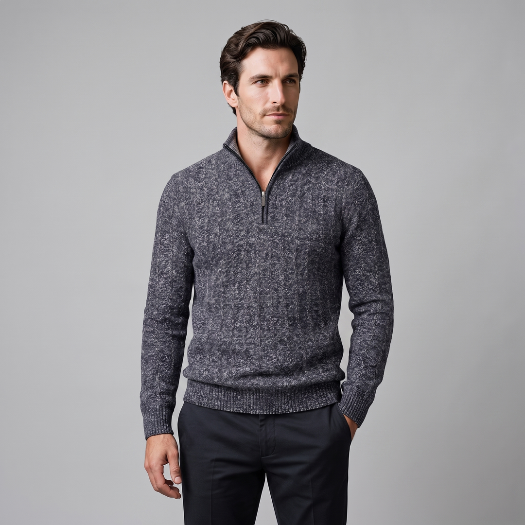 Fergus | Sharp Cable Knit Quarter-Zip Jumper for Men