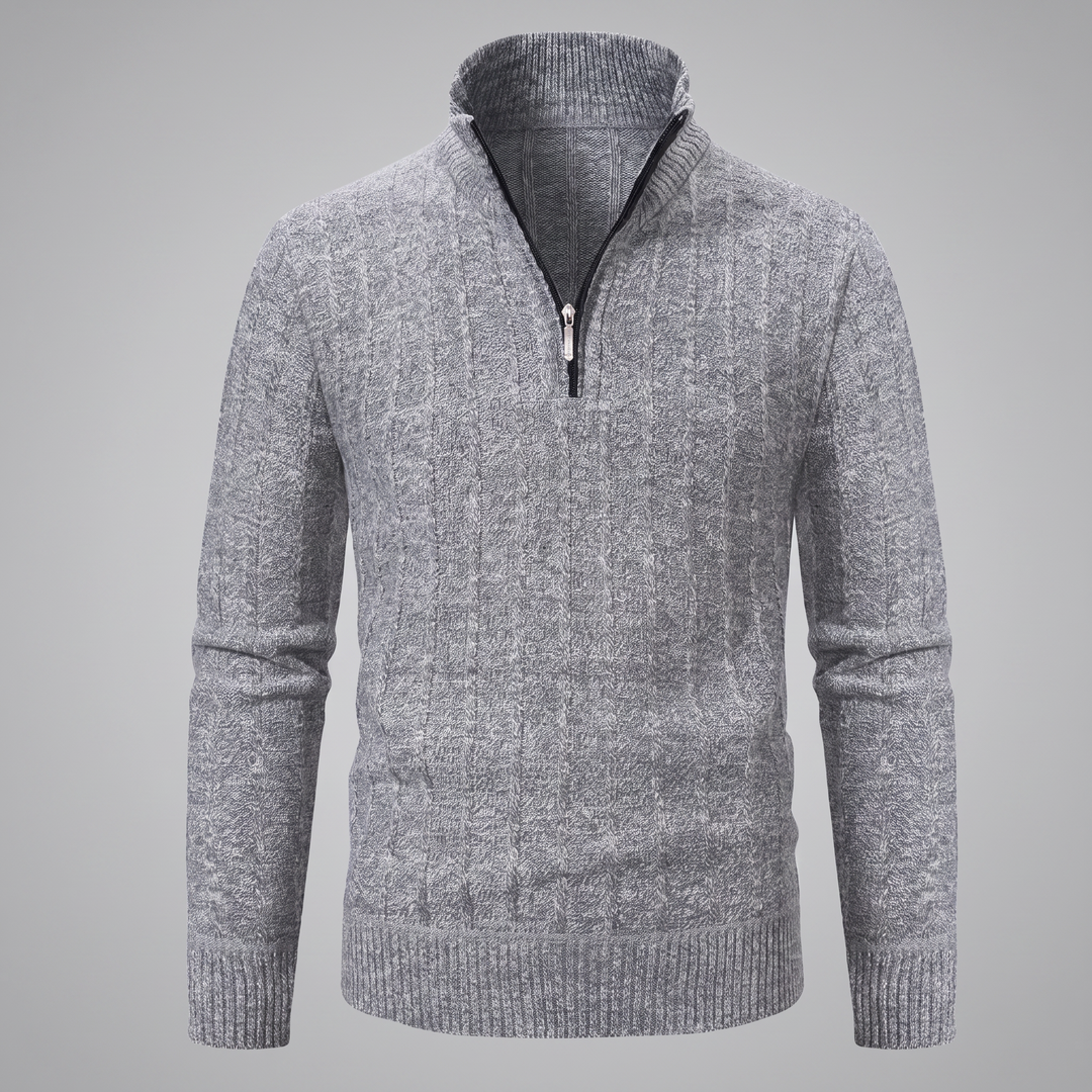Fergus | Sharp Cable Knit Quarter-Zip Jumper for Men