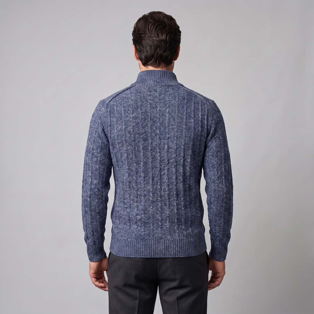 Fergus | Sharp Cable Knit Quarter-Zip Jumper for Men