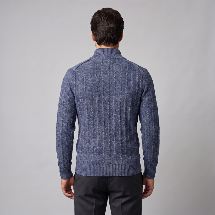 Fergus | Sharp Cable Knit Quarter-Zip Jumper for Men