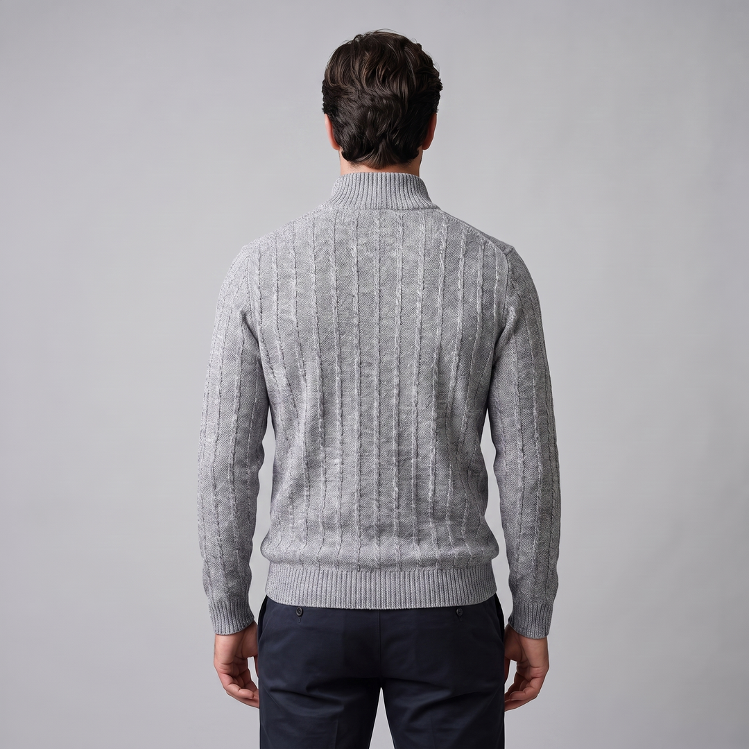 Fergus | Sharp Cable Knit Quarter-Zip Jumper for Men