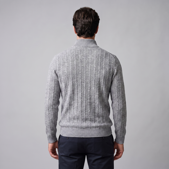 Fergus | Sharp Cable Knit Quarter-Zip Jumper for Men