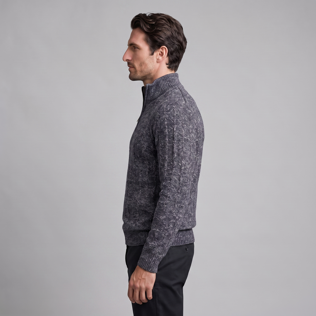 Fergus | Sharp Cable Knit Quarter-Zip Jumper for Men