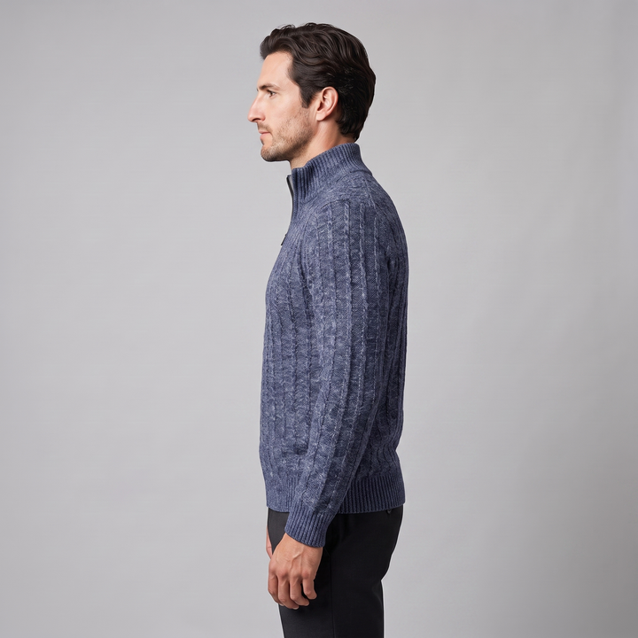 Fergus | Sharp Cable Knit Quarter-Zip Jumper for Men