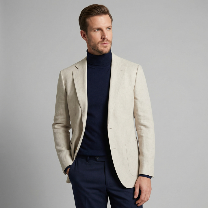 Louis | Relaxed Linen Blazer with Notched Collar for Men
