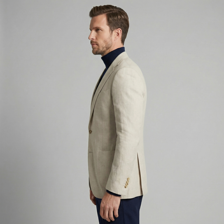 Louis | Relaxed Linen Blazer with Notched Collar for Men