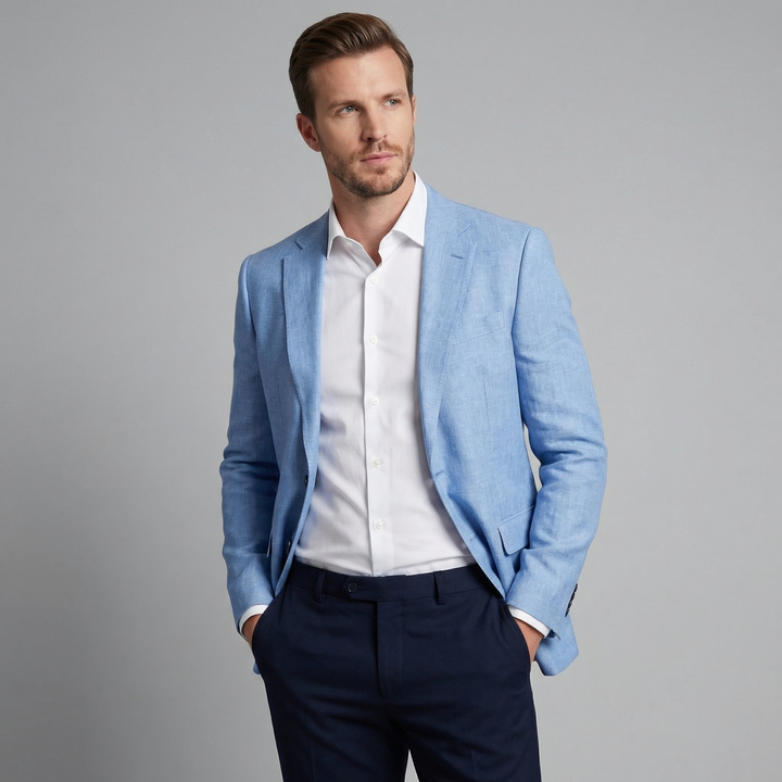 Louis | Relaxed Linen Blazer with Notched Collar for Men