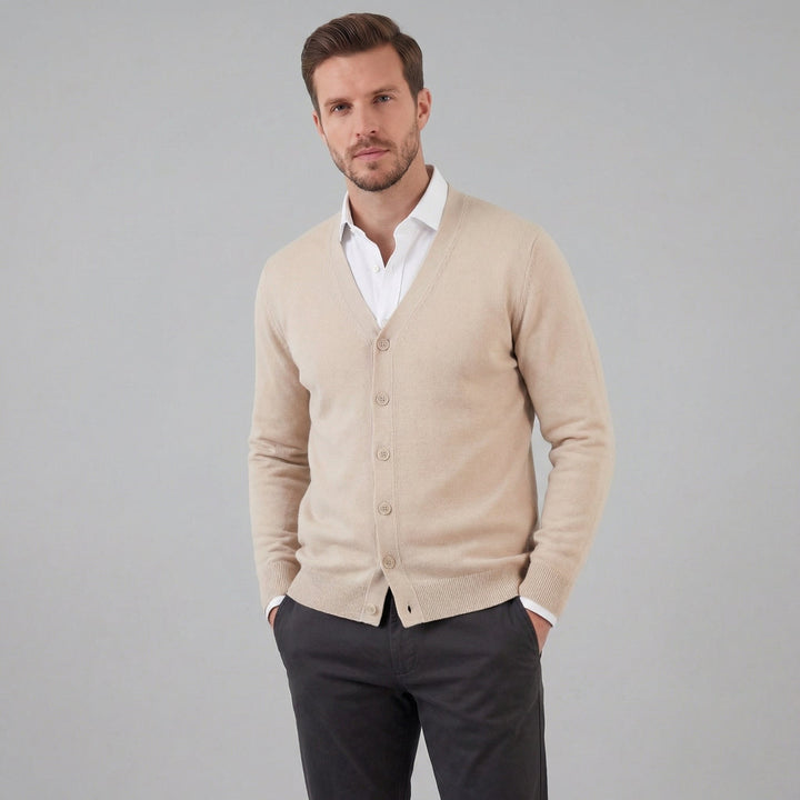 Ezra | Relaxed V-Neck Button Cardigan for Men's Knitwear
