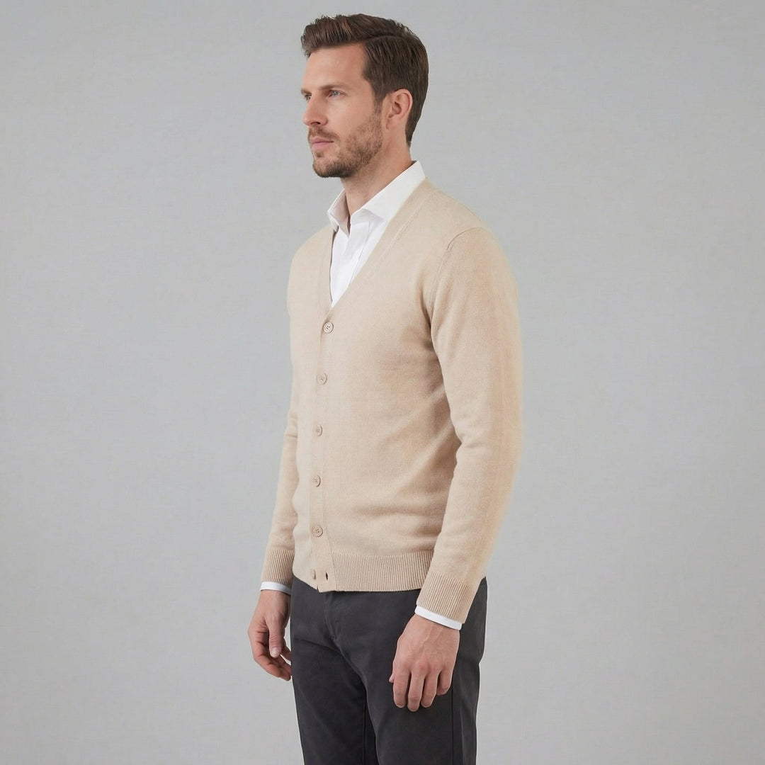 Ezra | Relaxed V-Neck Button Cardigan for Men's Knitwear