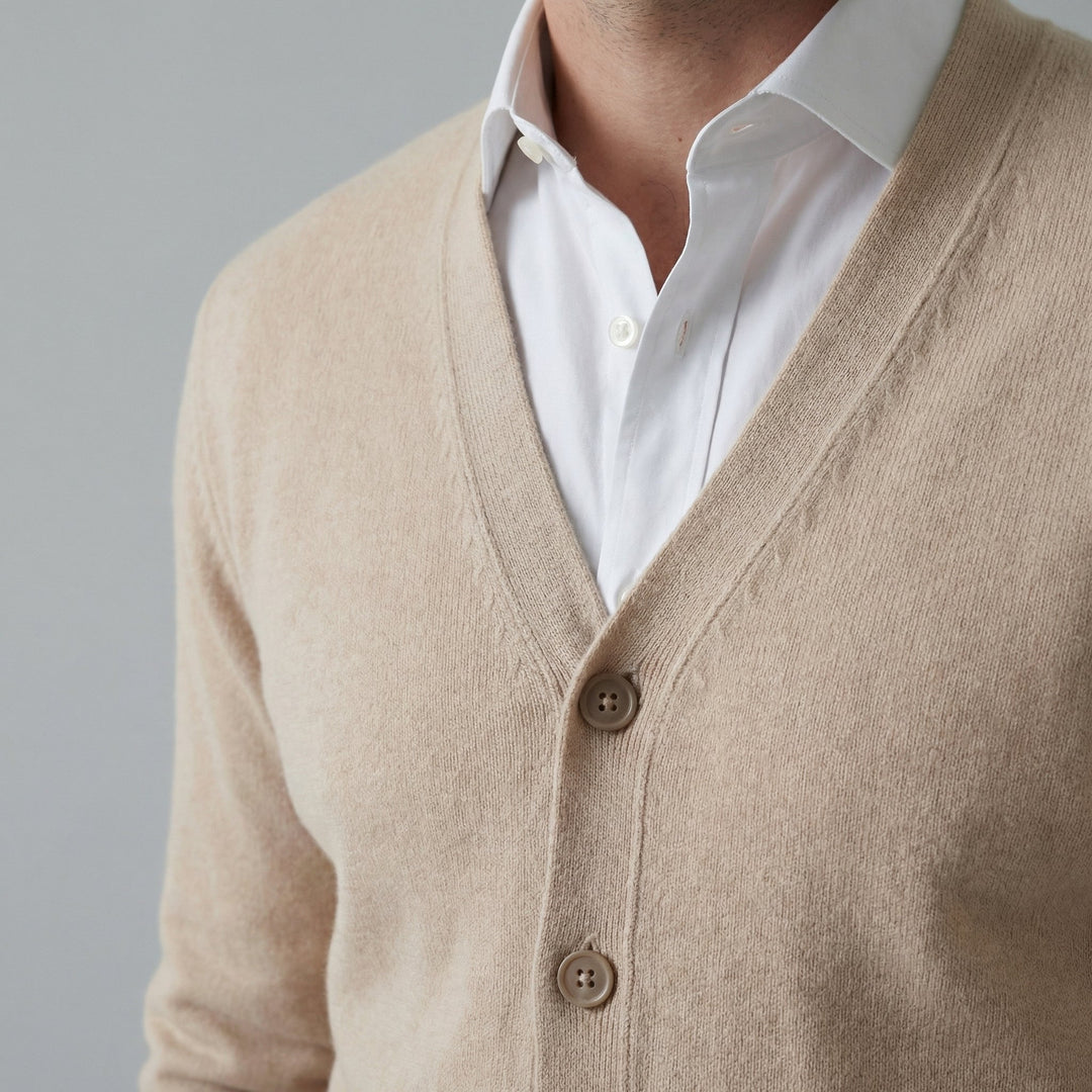 Ezra | Relaxed V-Neck Button Cardigan for Men's Knitwear
