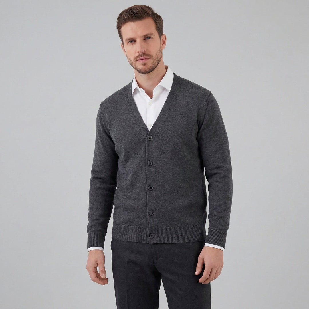 Ezra | Relaxed V-Neck Button Cardigan for Men's Knitwear